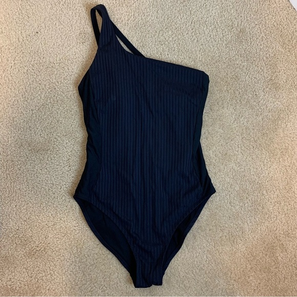 Athleta Rib Asym One Piece Swimsuit One Shoulder Ribbed Asymmetrical Strap XS - Picture 3 of 16